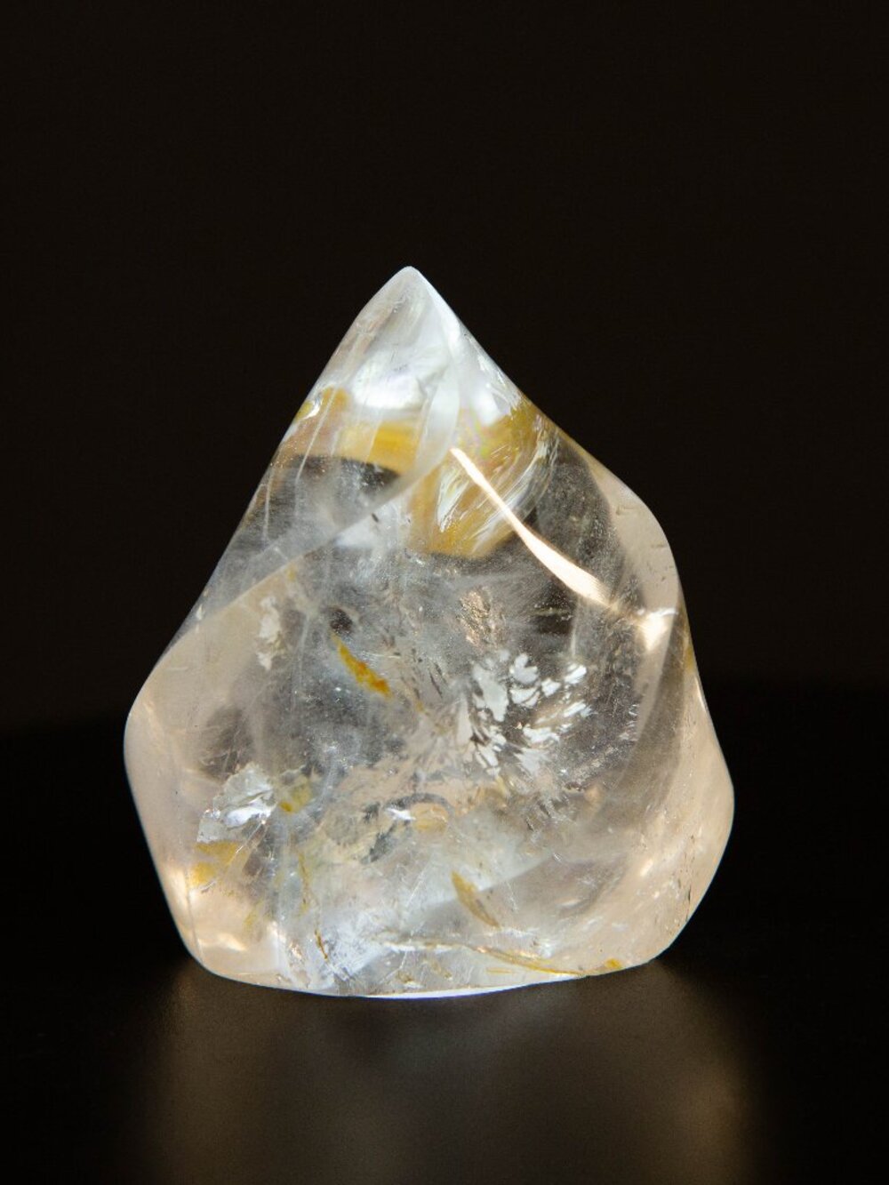 AA+ Clear Quartz Flame Crystal Rainbow & Golden Healer Inclusions 2.5”